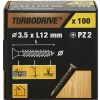 TurboDrive Vis À Bois-Vis à bois Premium pozidriv zinguée jaune 3.5x12 mm - 100 pièces