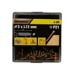 TurboDrive Vis à bois Premium pozidriv zinguée jaune 3x12 mm - 20 pièces