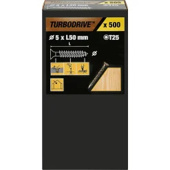TurboDrive Vis À Bois-Vis à bois Premium torx zinguée jaune 5x50 mm - 500 pièces