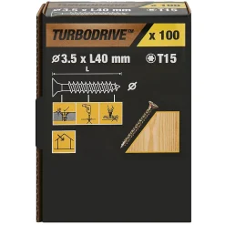 TurboDrive Vis bois TX Premium 3.5x40 - 100 pièces