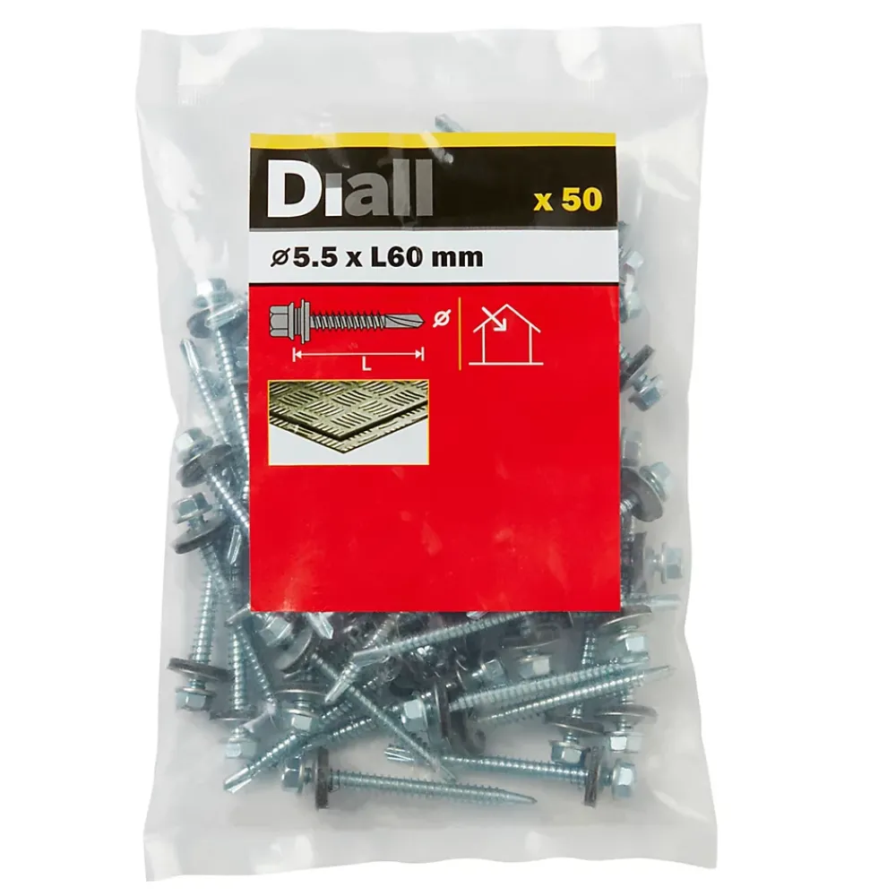 Diall Vis de bardage zinguée 5,5x60 mm - 50 pièces