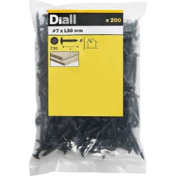 Diall Vis D'Assemblage De Meuble-Vis de charnière zinguée noire 7x50 mm - 200 pièces