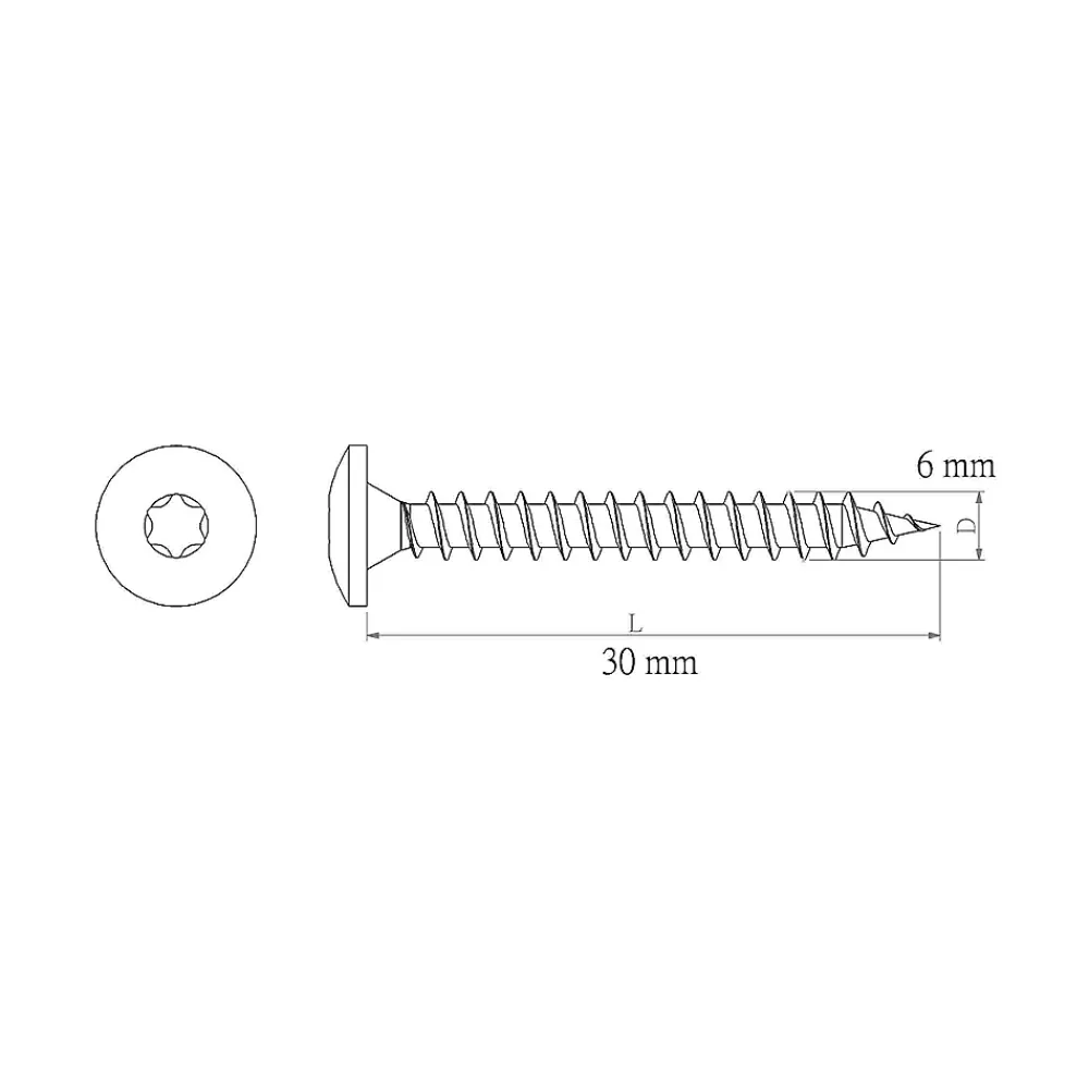 Diall Vis de charnière zinguée noire 6x30 mm - 20 pièces
