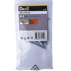 Diall Vis Pour Pvc-Vis de châssis PVC zinguée avec tête peinte en blanc, 6x70 mm - 6 pièces