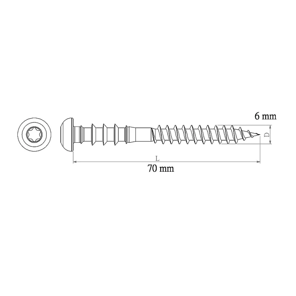 Diall Vis Pour Pvc-Vis de châssis PVC zinguée avec tête peinte en blanc, 6x70 mm - 6 pièces