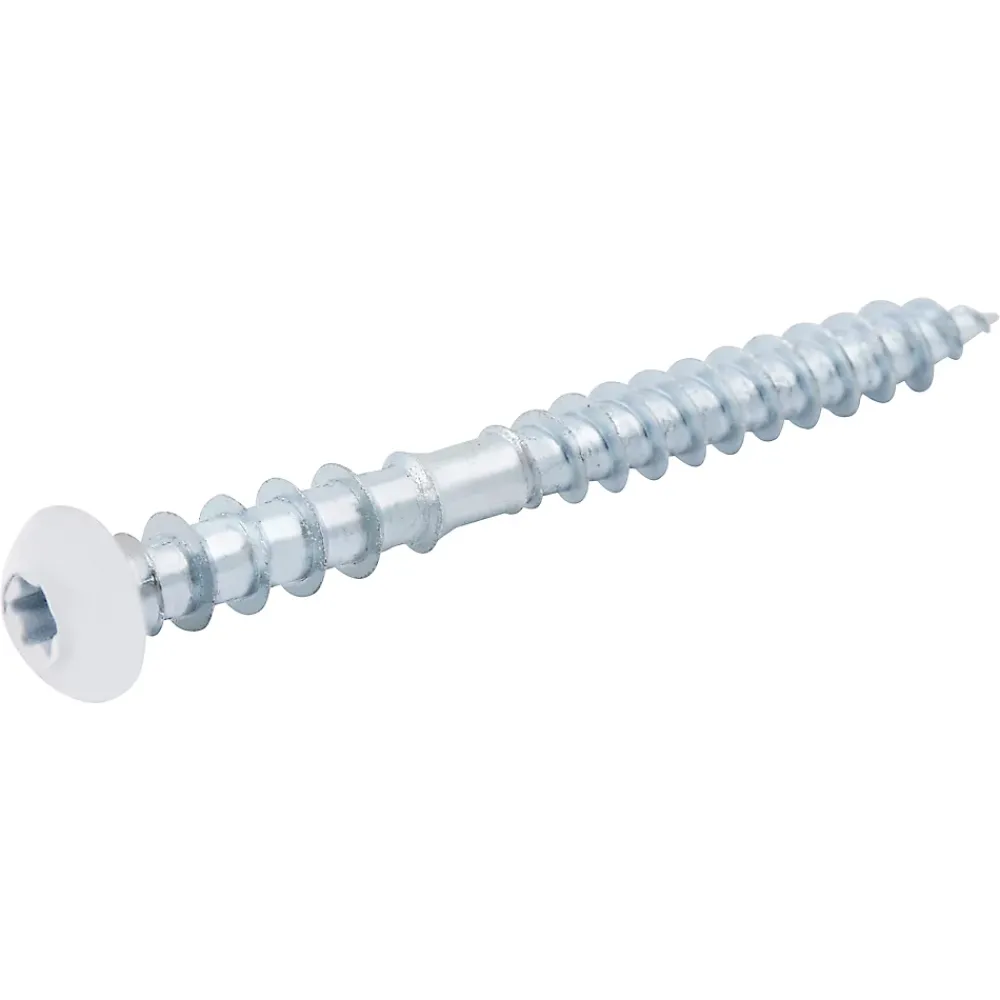 Diall Vis de châssis PVC zinguée avec tête peinte en blanc, 6x60 mm - 6 pièces