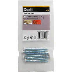 Diall Vis de châssis PVC zinguée avec tête peinte en blanc, 6x60 mm - 6 pièces
