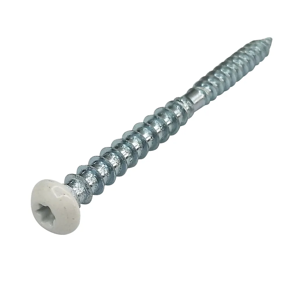 Diall Vis de châssis PVC zinguée avec tête peinte en blanc, 6x80 mm - 6 pièces