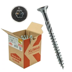 Klimas Vis de construction bois à tête fraisée Torx, zinguées blanches 6 x 240 mm 100 St.