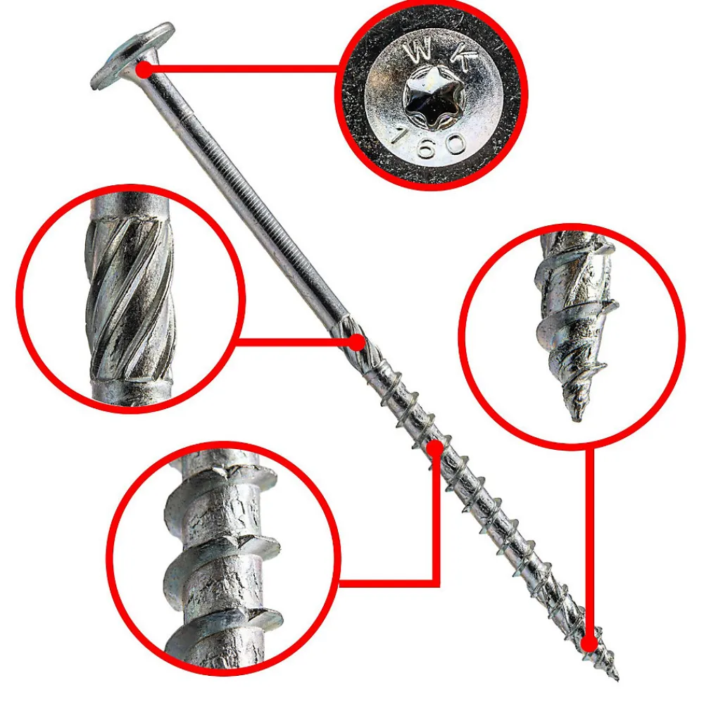 Klimas Vis de construction bois à tête large Torx zinguées blanches 8 x 400 mm 50 pcs