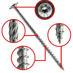 Klimas Vis de construction bois à tête large Torx zinguées blanches 8 x 340 mm 50 pcs