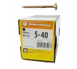 Domax Vis À Double Filetage-Vis de construction en bois à tête fraisée, zinguée jaune, 8 x 220 mm 50 pcs