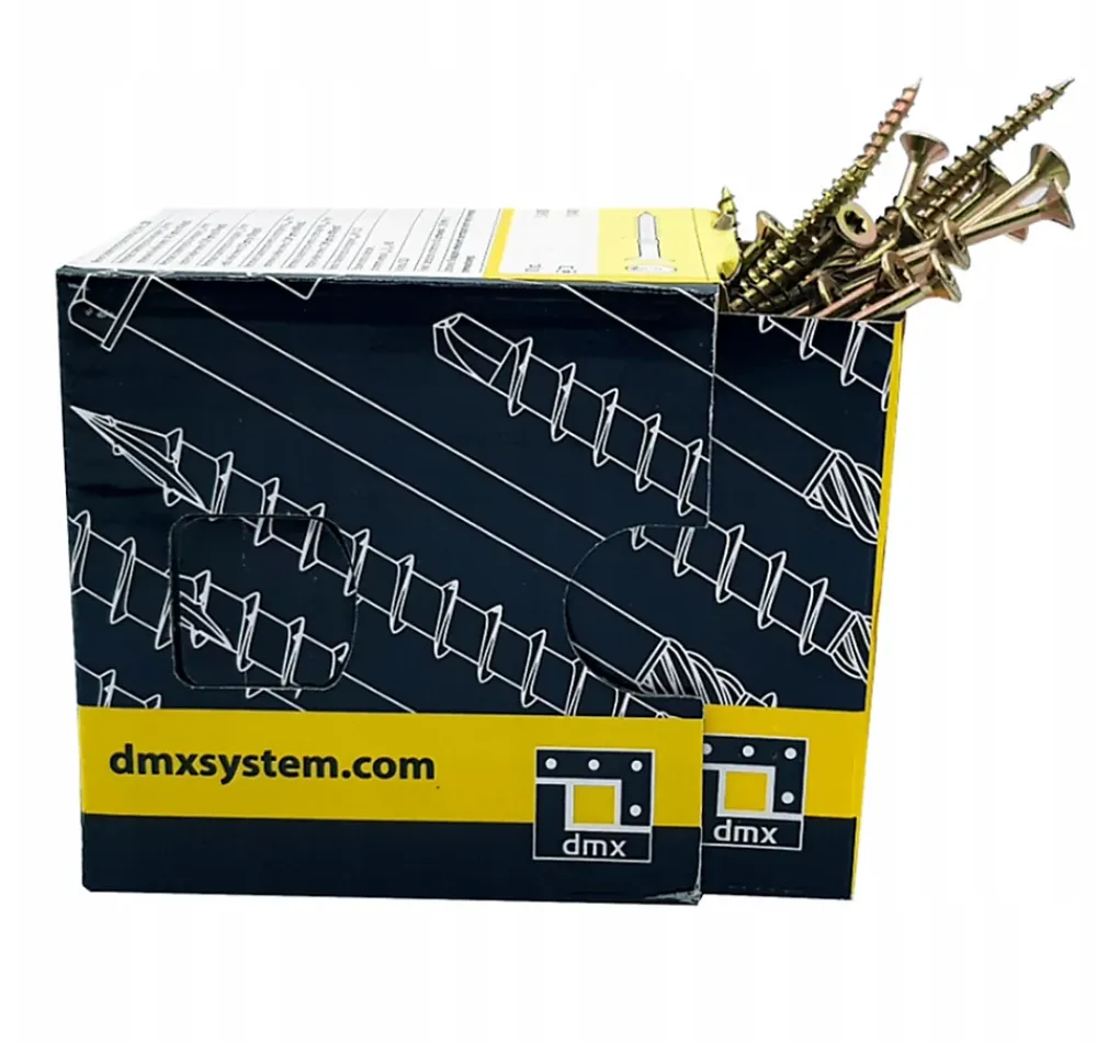 Domax Vis de construction en bois à tête fraisée, zinguée jaune, 8 x 100 mm 100 pcs