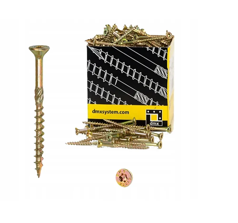 Domax Vis de construction en bois à tête fraisée, zinguée jaune, 8 x 100 mm 100 pcs