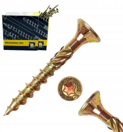Domax Vis À Double Filetage-Vis de construction en bois à tête fraisée, zinguée jaune, 3,5 x 45 mm, 200 pcs