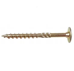 Domax Vis de construction en bois à tête disque, zinguée jaune, 5 x 100 mm 100 pcs