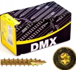 Domax Vis À Double Filetage-Vis de construction en bois à tête disque, zinguée jaune, 5 x 50 mm 200 pcs