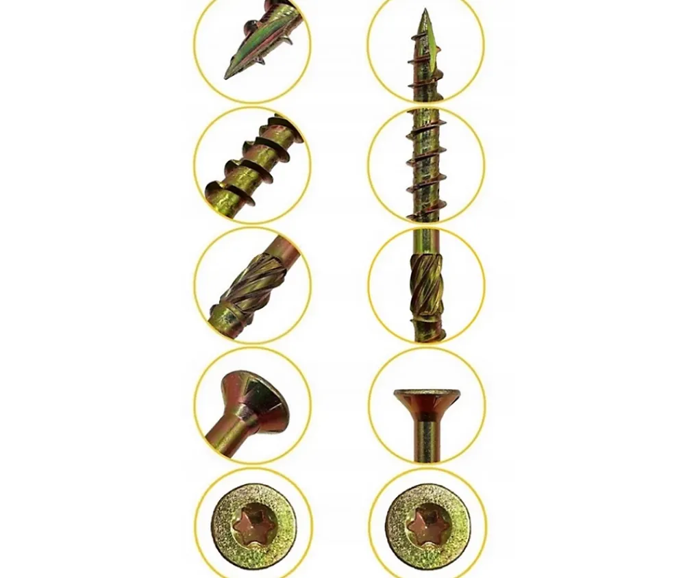 Domax Vis À Double Filetage-Vis de construction en bois à tête fraisée, zinguée jaune, 4,5 x 40 mm, 200 pcs