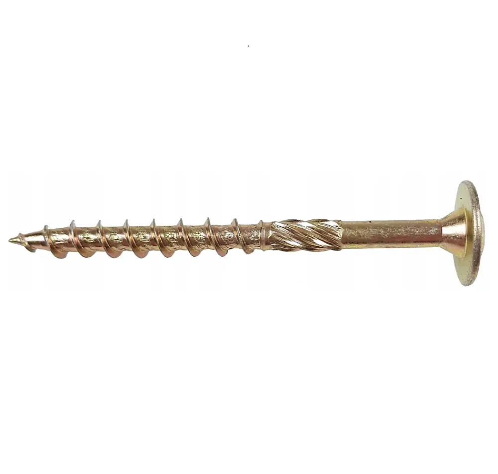 Domax Vis À Double Filetage-Vis de construction en bois à tête disque, zinguée jaune, 5 x 45 mm 200 pcs
