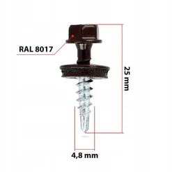 Klimas Vis de toiture WFD pour tôle trapézoïdale sur bois RAL 8017 Brun chocolat 4,8x25 mm 250 pièces