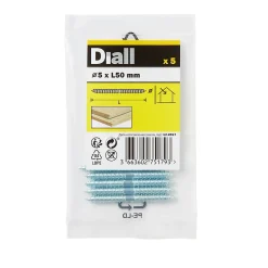 Diall Vis À Double Filetage-Vis à double filetage (bois/bois) 5x50 zingués mm - 5 pièces