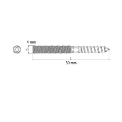 Diall Vis À Double Filetage-Vis à double filetage (métal/bois) 4x30 zingués mm - 5 pièces