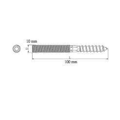 Diall Vis À Double Filetage-Vis à double filetage (métal/bois) 10x100 zingués mm - 5 pièces