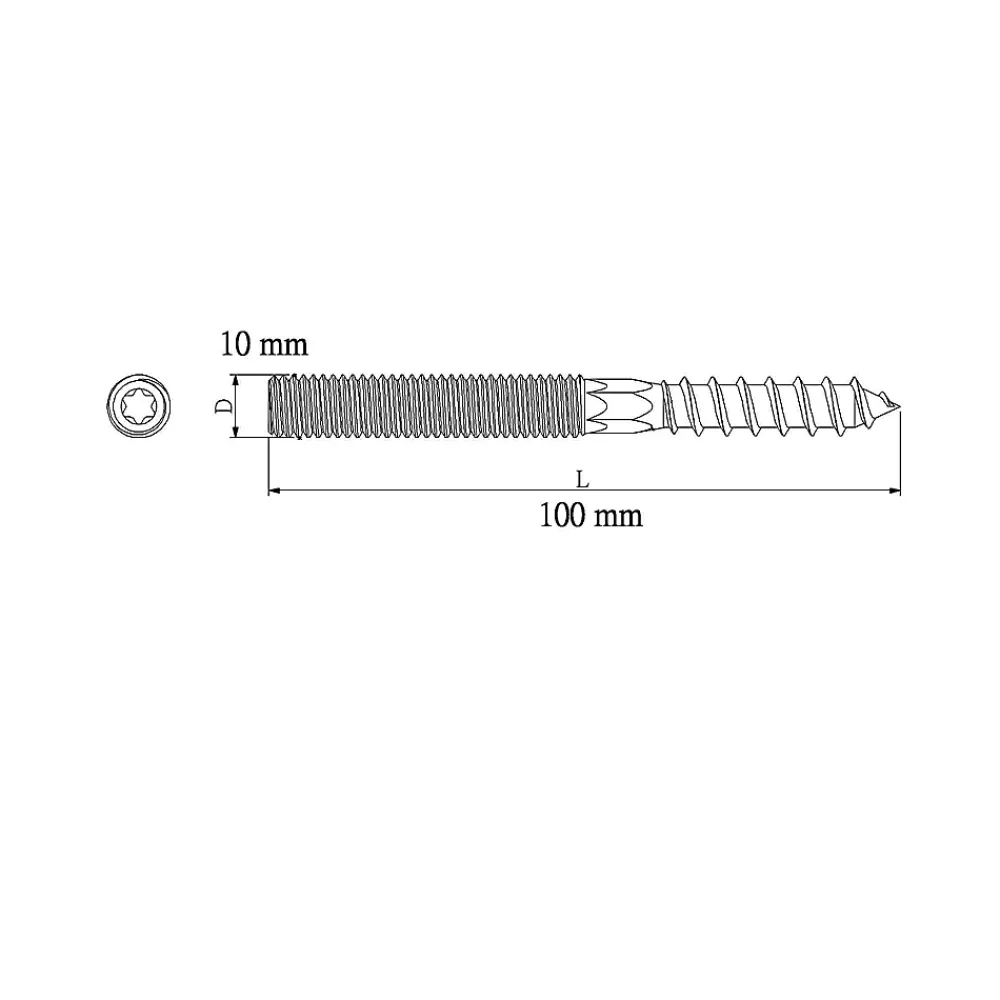 Diall Vis À Double Filetage-Vis à double filetage (métal/bois) 10x100 zingués mm - 5 pièces