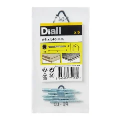 Diall Vis À Double Filetage-Vis à double filetage (métal/bois) 4x40 zingués mm - 5 pièces
