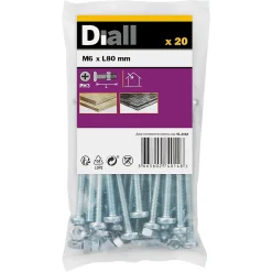 Diall Vis Pour Métal-20 vis métaux acier zingué 6 x 80 mm