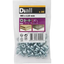 Diall Vis Pour Métal-20 vis métaux acier zingué 5 x 10 mm