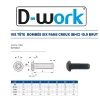 D-Work Vis Pour Métal-200 Vis Métaux Tête Bombée 6 Pans Creux F/Total BHC 6 x 10 mm - 7380-1 - 10.9 - Brut -