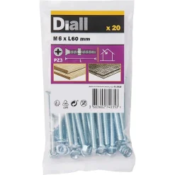 Diall Vis Pour Métal-20 vis métaux tête fraisée acier zingué 6 x 60 mm