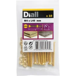 Diall Vis Pour Métal-10 vis à métaux tête fraisée en laiton 4 x 40 mm