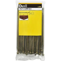 Diall Vis pour charpente en bois, revêtement organique, 6,7x200 mm - 50 pièces