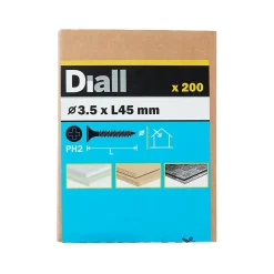 Diall Vis pour plaque de plâtre (universelle), noir mat, 3,5x45 mm - 200 pièces