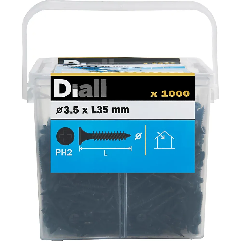 Diall Vis pour plaque de plâtre (universelle), noir mat, 3,5x35 mm - 1000 pièces