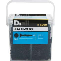 Diall Vis Pour Plaque De Plâtre-Vis pour plaque de plâtre (universelle), noir mat, 3,5x40 mm - 1000 pièces