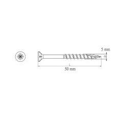 Diall Vis Pour Terrasse-Vis pour terrasse Pozidriv acier 5 x 50 mm , 500 pièces