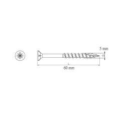 Diall Vis Pour Terrasse-Vis pour terrasse Pozidriv acier 4,5 x 50 mm , 250 pièces
