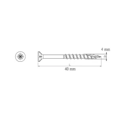 Diall Vis Pour Terrasse-Vis pour terrasse Pozidriv acier 4 x 40 mm , 500 pièces