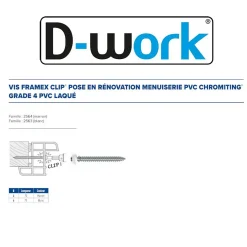 D-Work Vis Pour Terrasse-100 Vis PVC Menuiserie Tête Ronde Tx25 Framex Clip 6 x 70 mm - Zingué Chromiting Grade 4 Laqué Marron -