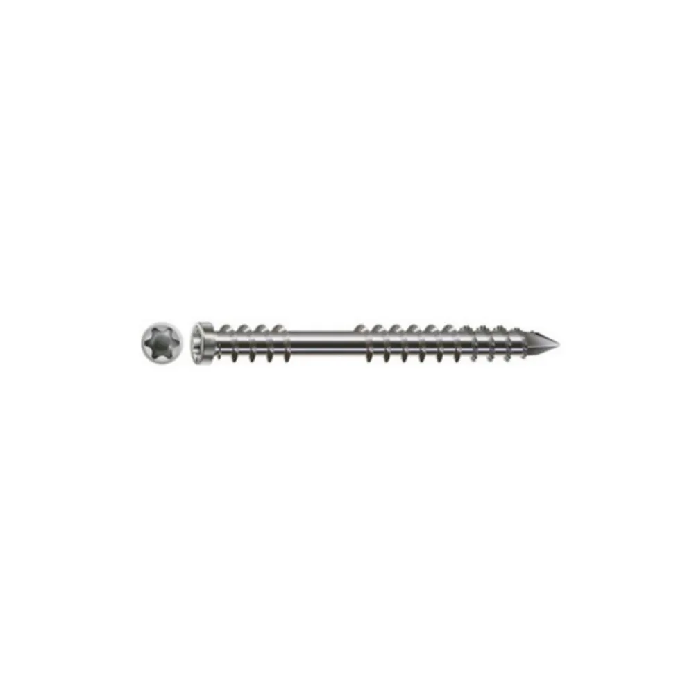 D-Work 100 Vis Terrasse Bois Tête Cyl. Réduite Torx T-STAR + pointe 4CUT 5 x 60 mm - Inox A2 -