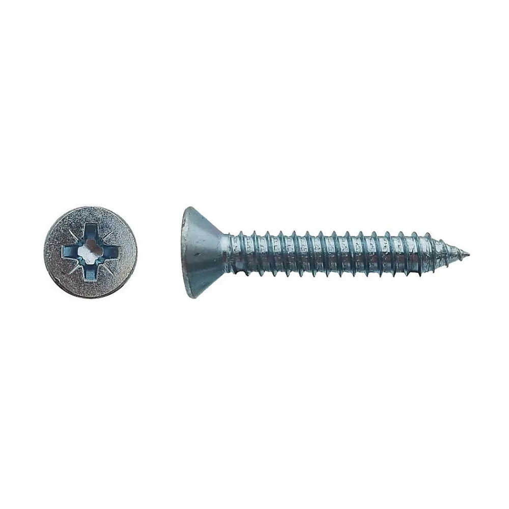 D-Work Vis Pour Métal-250 Vis à Tôle Tête Fraisée Pozidriv 4.8 x 50.8 mm - DIN 7982 - Zingué blanc -