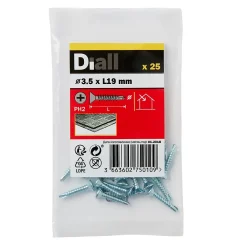 Diall Vis zinguée autoperceuses fraisées, 3,5x19 mm - 25 pièces