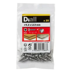 Diall Vis zinguée autoperceuses à tête cylindrique acier inoxydable A2, 4,2x13 mm - 25 pièces