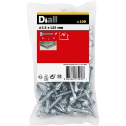 Diall Vis zinguée autoperceuses à tête hexagonale, 5,5x25 mm - 100 pièces