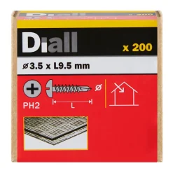 Diall Vis Pour Métal-Vis zinguée autoperceuses à tête cylindrique, 3,5x9,5 mm - 200 pièces