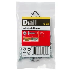 Diall Vis zinguée autoperceuses à tête pozidriv 4,8x16 mm, 25 pièces