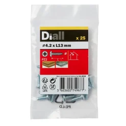 Diall Vis Pour Métal-Vis zinguée autoperceuses à tête cylindrique, 4,2x13 mm - 25 pièces